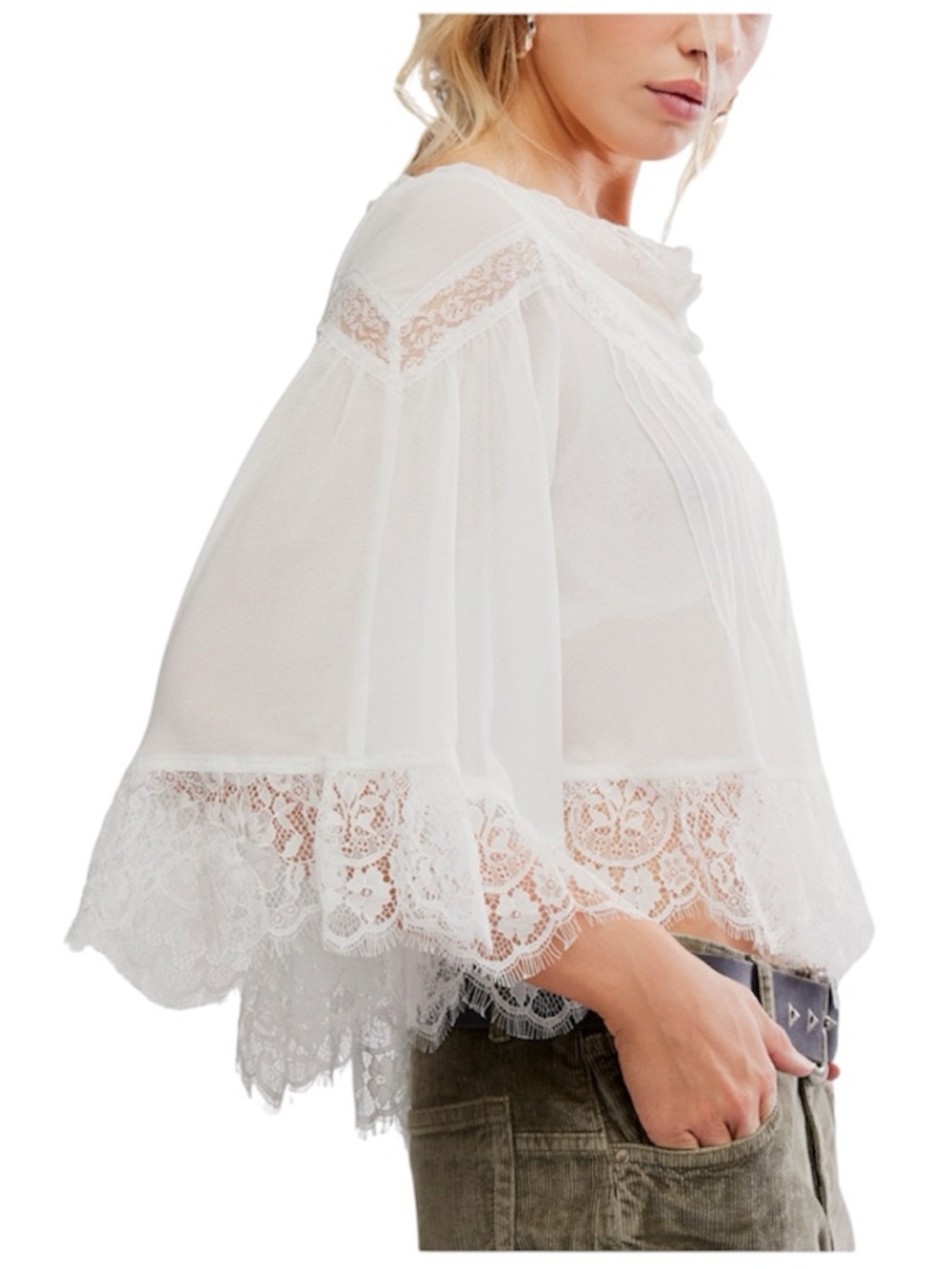 Free People Women's Bali Midnight Rain V-Neck Top, Size MEDIUM - Picture 9 of 15
